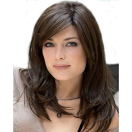 

capless mix color long length high quality natural straight hair synthetic wig with side bang