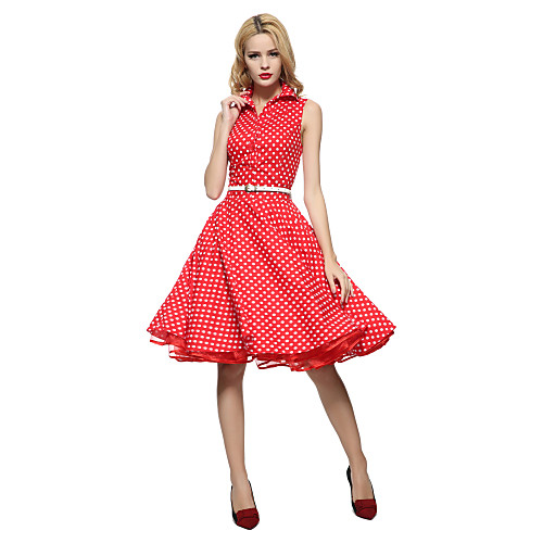 Women's Swing Dress Knee Length Dress White Black Red Navy Blue Sleeveless Polka Dot Pleated Shirt Collar Vintage Cotton S M L XL XXL
Women's Swing Dress Knee Length Dress White Black Red Navy Blue Sleeveless Polka Dot Pleated Shirt Collar Vintage Cotton S M L XL XXL