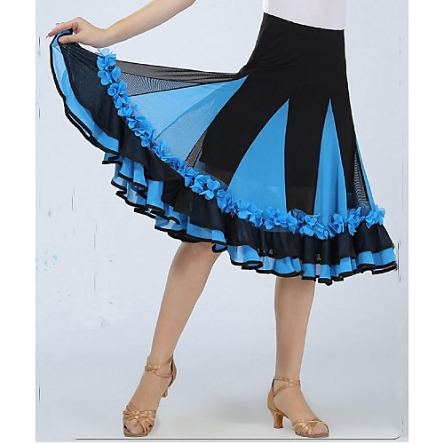

Ballroom Dance Skirt Draping Appliques Women's Performance Sleeveless Dropped Spandex