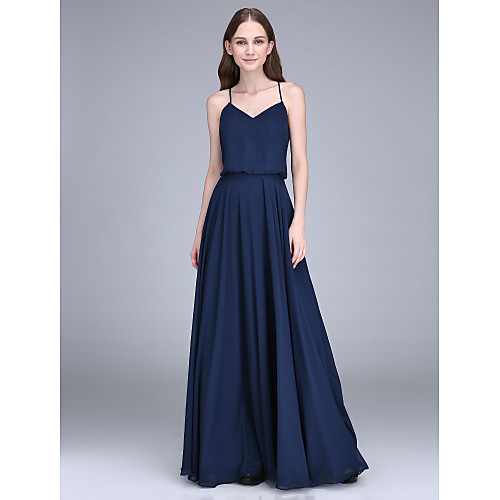 Sheath / Column Spaghetti Strap Floor Length Chiffon Bridesmaid Dress with Pleats / Open Back
Sheath / Column Spaghetti Strap Floor Length Chiffon Bridesmaid Dress with Pleats / Open Back