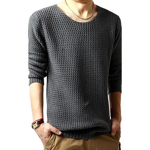 Men's Solid Colored Pullover Cotton Long Sleeve Regular Sweater Cardigans Round Neck Spring Fall Black Dark Gray Light gray
Men's Solid Colored Pullover Cotton Long Sleeve Regular Sweater Cardigans Round Neck Spring Fall Black Dark Gray Light gray