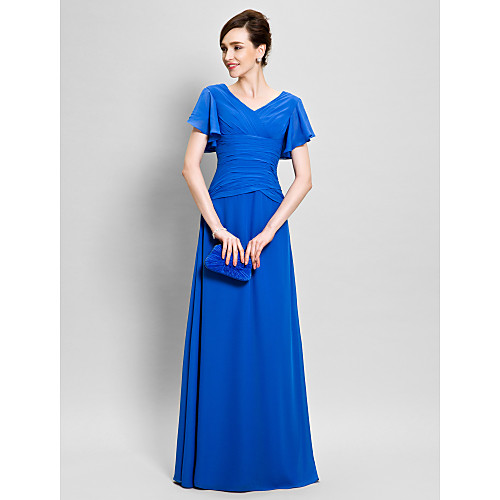 Sheath / Column Mother of the Bride Dress Vintage Inspired V Neck Floor Length Chiffon Short Sleeve with Criss Cross 2021
Sheath / Column Mother of the Bride Dress Vintage Inspired V Neck Floor Length Chiffon Short Sleeve with Criss Cross 2021