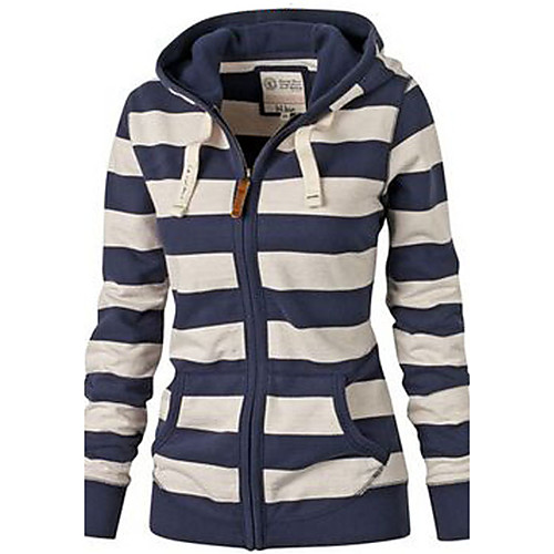 Women's Zip Up Hoodie Sweatshirt Striped Zip Up Casual Daily Basic Hoodies Sweatshirts Black And White Blue White Navy Blue
Women's Zip Up Hoodie Sweatshirt Striped Zip Up Casual Daily Basic Hoodies Sweatshirts Black And White Blue White Navy Blue