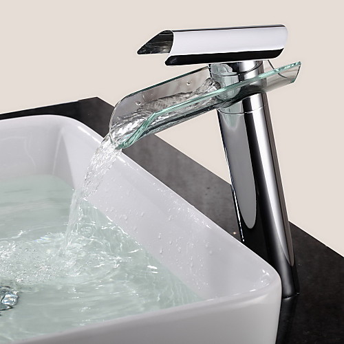 Bathroom Sink Faucet - Waterfall Chrome Centerset One Hole / Single Handle One HoleBath Taps / Brass
Bathroom Sink Faucet - Waterfall Chrome Centerset One Hole / Single Handle One HoleBath Taps / Brass