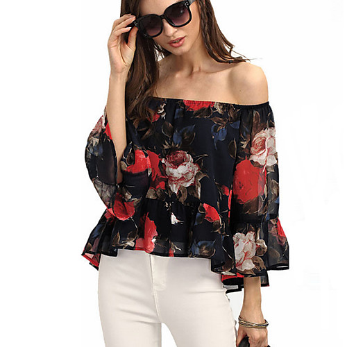 Women's Blouse Floral Long Sleeve Going out Tops Streetwear Black
Women's Blouse Floral Long Sleeve Going out Tops Streetwear Black