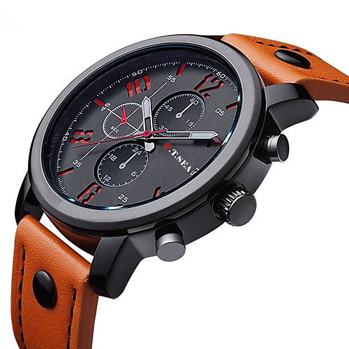 

Men's Wrist Watch Aviation Watch Quartz Leather Black / Brown Casual Watch / Analog Charm Classic Fashion - Orange Brown Blue One Year Battery Life / Stainless Steel / Jinli 377