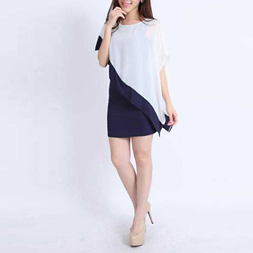 Women's Sheath Dress Short Mini Dress Screen Color White Short Sleeve Color Block Layered Summer Round Neck Asymmetrical M L
Women's Sheath Dress Short Mini Dress Screen Color White Short Sleeve Color Block Layered Summer Round Neck Asymmetrical M L