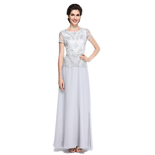 Sheath / Column Mother of the Bride Dress Jewel Neck Floor Length Chiffon Short Sleeve with Beading Sequin 2021
Sheath / Column Mother of the Bride Dress Jewel Neck Floor Length Chiffon Short Sleeve with Beading Sequin 2021