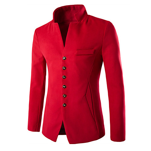 Black / Red / Navy Blue Solid Colored Slim Polyester Men's Suit - Stand Collar / Fall / Spring / Long Sleeve / Work / Chinoiserie
Black / Red / Navy Blue Solid Colored Slim Polyester Men's Suit - Stand Collar / Fall / Spring / Long Sleeve / Work / Chinoiserie