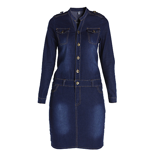 Women's Bodycon Knee Length Dress Dark Blue Long Sleeve Solid Colored Fall Shirt Collar Casual S M L XL XXL
Women's Bodycon Knee Length Dress Dark Blue Long Sleeve Solid Colored Fall Shirt Collar Casual S M L XL XXL