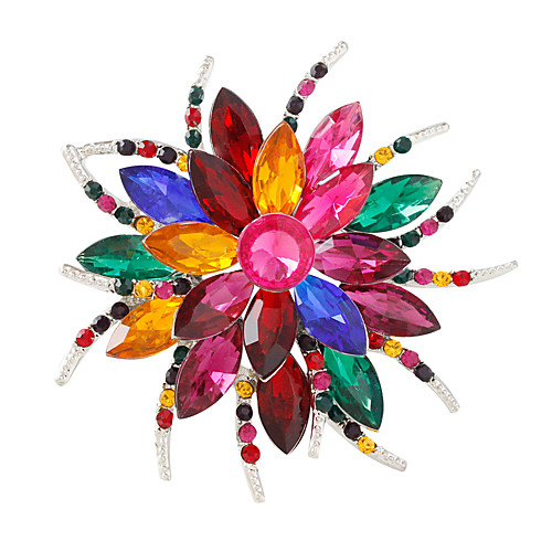

Women's Crystal Brooches Flower Personalized Fashion Colorful Brooch Jewelry Rainbow White / White Assorted Color For Party Daily