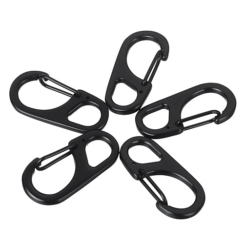 

Carabiner Buckle Multitools Pocket Multi Function Convenient Alloy Hiking Climbing Camping 5 pcs Black Silver