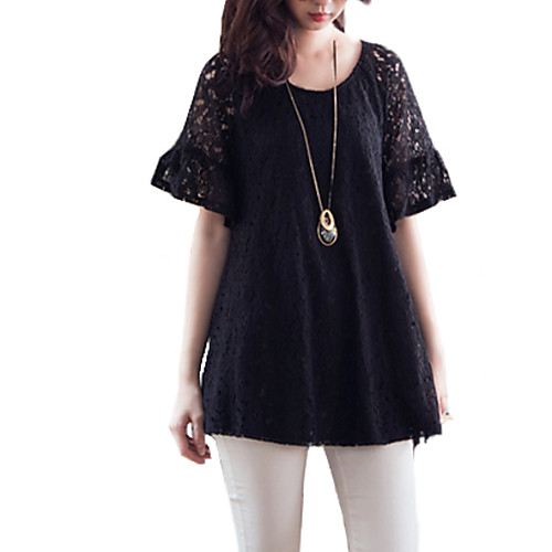 Women's Blouse Solid Colored Plus Size Lace Short Sleeve Going out Tops Casual Black
Women's Blouse Solid Colored Plus Size Lace Short Sleeve Going out Tops Casual Black