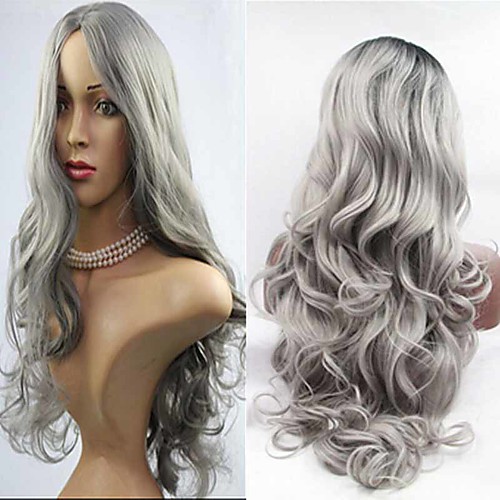 Synthetic Wig Body Wave Body Wave Wig Long Grey Synthetic Hair Women's Ombre Hair Dark Roots Side Part Gray
Synthetic Wig Body Wave Body Wave Wig Long Grey Synthetic Hair Women's Ombre Hair Dark Roots Side Part Gray