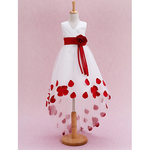 Princess Chapel Train First Communion Flower Girl Dresses - Satin / Tulle Sleeveless V Neck with Sash / Ribbon / Pleats / Flower
Princess Chapel Train First Communion Flower Girl Dresses - Satin / Tulle Sleeveless V Neck with Sash / Ribbon / Pleats / Flower