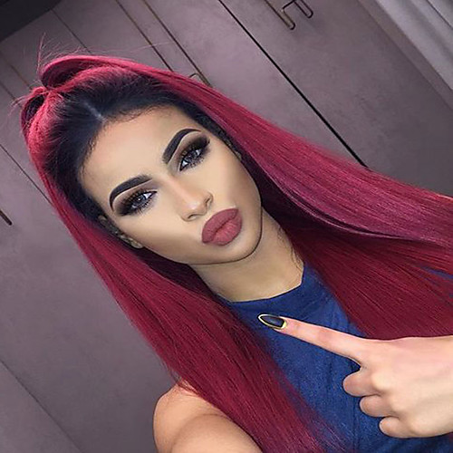 Synthetic Lace Front Wig Straight Straight Lace Front Wig Long Black / Red Synthetic Hair Women's Ombre Hair Dark Roots Natural Hairline Red / African American Wig
Synthetic Lace Front Wig Straight Straight Lace Front Wig Long Black / Red Synthetic Hair Women's Ombre Hair Dark Roots Natural Hairline Red / African American Wig