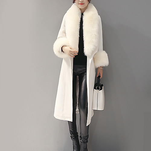 Women's Daily Vintage Winter Maxi Coat, Solid Colored Long Sleeve Fur Trim White / Navy Blue
Women's Daily Vintage Winter Maxi Coat, Solid Colored Long Sleeve Fur Trim White / Navy Blue