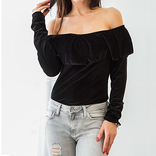 Women's T shirt Solid Colored Ruffle Long Sleeve Daily Tops Casual Streetwear Black Yellow Green
Women's T shirt Solid Colored Ruffle Long Sleeve Daily Tops Casual Streetwear Black Yellow Green