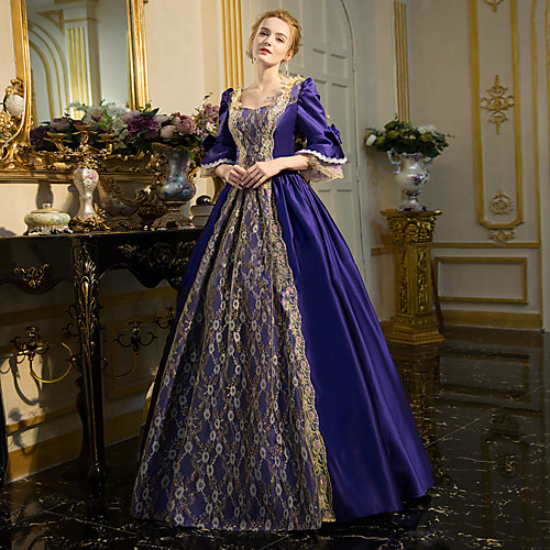 Rococo Victorian 18th Century Dress Party Costume Masquerade Ball Gown Women's Lace Cotton Costume Ink Blue Vintage Cosplay Party Prom Long Sleeve Floor Length Long Length Ball Gown Plus Size
Rococo Victorian 18th Century Dress Party Costume Masquerade Ball Gown Women's Lace Cotton Costume Ink Blue Vintage Cosplay Party Prom Long Sleeve Floor Length Long Length Ball Gown Plus Size