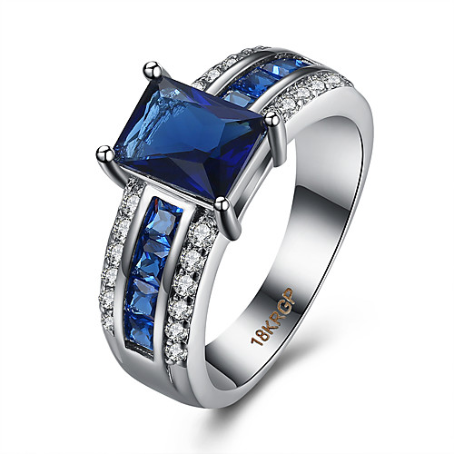 

Ring Sapphire Solitaire Blue Zircon Copper Rhinestone Love Ladies Luxury Fashion 6 7 8 9 / AAA Cubic Zirconia / Women's / Titanium Steel / Titanium Steel