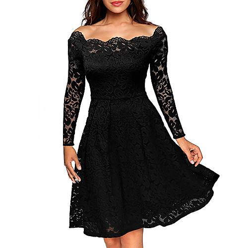 Women's A Line Dress Knee Length Dress Wine White Black Purple Navy Blue Long Sleeve Solid Colored Fall Spring Off Shoulder Streetwear Off Shoulder S M L XL XXL 3XL / Plus Size
Women's A Line Dress Knee Length Dress Wine White Black Purple Navy Blue Long Sleeve Solid Colored Fall Spring Off Shoulder Streetwear Off Shoulder S M L XL XXL 3XL / Plus Size