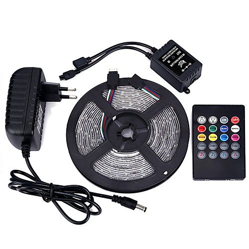 

5m Light Sets LED Light Strips RGB Tiktok Lights 300 LEDs 3528 SMD Remote Control RC Cuttable Dimmable 100-240 V Linkable Suitable for Vehicles Self-adhesive Color-Changing IP44