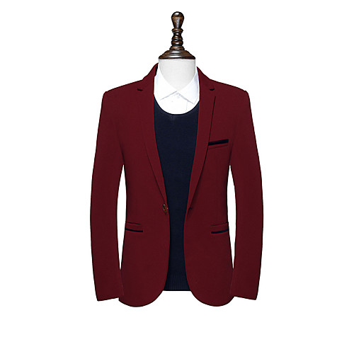 

Wine / Black / Blue Solid Colored Slim Polyester Men's Suit - Notch lapel collar / Fall / Spring / Long Sleeve / Streetwear