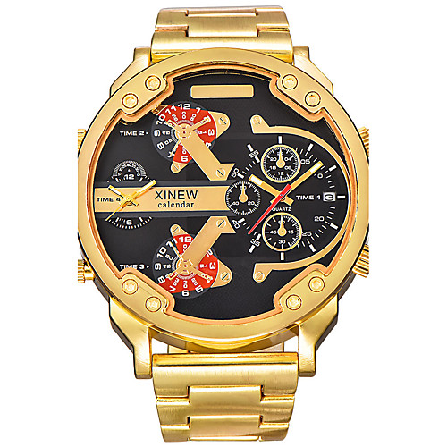 Men's Military Watch Wrist Watch Quartz Oversized Stainless Steel Gold 30 m Calendar / date / day Dual Time Zones Cool Analog Charm Vintage Casual Fashion - Gold One Year Battery Life / Large Dial
Men's Military Watch Wrist Watch Quartz Oversized Stainless Steel Gold 30 m Calendar / date / day Dual Time Zones Cool Analog Charm Vintage Casual Fashion - Gold One Year Battery Life / Large Dial