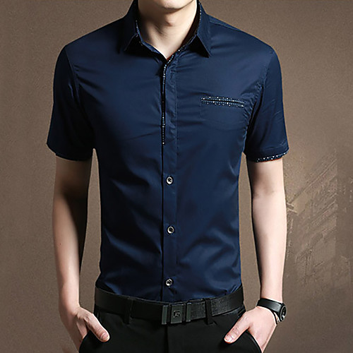 Men's Shirt Solid Colored Short Sleeve Daily Tops Cotton Business White Royal Blue Navy Blue
Men's Shirt Solid Colored Short Sleeve Daily Tops Cotton Business White Royal Blue Navy Blue