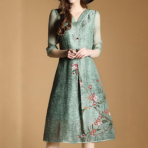 Women's Loose Knee Length Dress Green Floral Summer V Neck Casual Floral S M L XL XXL 3XL
Women's Loose Knee Length Dress Green Floral Summer V Neck Casual Floral S M L XL XXL 3XL