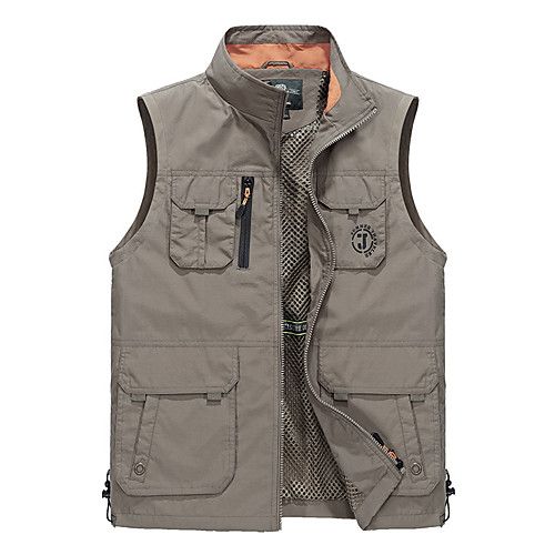 

Men's Hiking Vest / Gilet Fishing Vest Outdoor Thermal / Warm Waterproof Breathable Quick Dry Jacket Top Camping / Hiking Fishing Backcountry Blue Hunter Green Khaki L XL