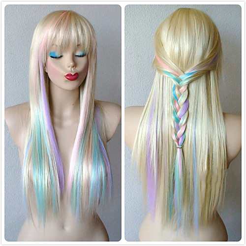 Synthetic Wig Straight Straight With Bangs Wig Long Blonde Synthetic Hair Women's Highlighted / Balayage Hair Blonde
Synthetic Wig Straight Straight With Bangs Wig Long Blonde Synthetic Hair Women's Highlighted / Balayage Hair Blonde