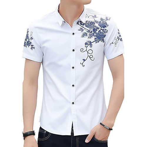 Men's Shirt Solid Colored Floral Plus Size Print Short Sleeve Daily Tops Cotton Streetwear Chinoiserie White Black Royal Blue
Men's Shirt Solid Colored Floral Plus Size Print Short Sleeve Daily Tops Cotton Streetwear Chinoiserie White Black Royal Blue