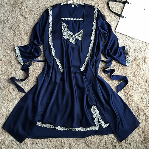 Women's Sexy Robes Satin & Silk Nightwear Solid Colored Wine / Black / Navy Blue M L XL
Women's Sexy Robes Satin & Silk Nightwear Solid Colored Wine / Black / Navy Blue M L XL