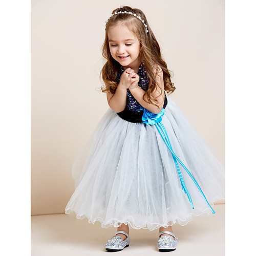 A-Line Tea Length Tulle / Sequined Sleeveless Jewel Neck with Sash / Ribbon / Sequin / Draping / Mini Me
A-Line Tea Length Tulle / Sequined Sleeveless Jewel Neck with Sash / Ribbon / Sequin / Draping / Mini Me