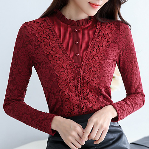Women's Blouse Solid Colored Plus Size Pure Color Long Sleeve Going out Tops Cotton White Black Red
Women's Blouse Solid Colored Plus Size Pure Color Long Sleeve Going out Tops Cotton White Black Red