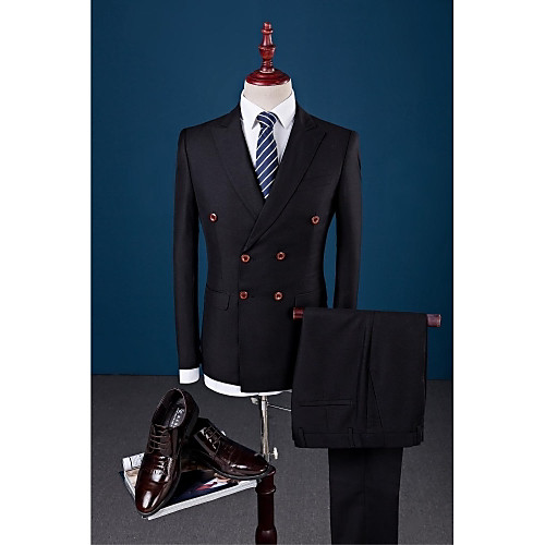 Black Solid Colored Slim Fit Viscose / Polyester Suit - Peak Single Breasted Four-buttons / Suits
Black Solid Colored Slim Fit Viscose / Polyester Suit - Peak Single Breasted Four-buttons / Suits