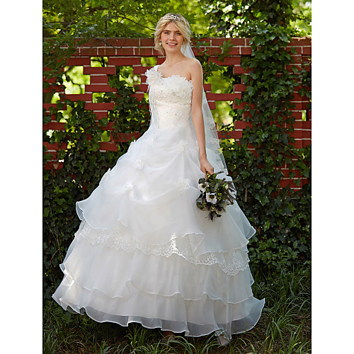 Ball Gown Wedding Dresses One Shoulder Floor Length Organza Sleeveless with Pick Up Skirt Beading Appliques 2021
Ball Gown Wedding Dresses One Shoulder Floor Length Organza Sleeveless with Pick Up Skirt Beading Appliques 2021