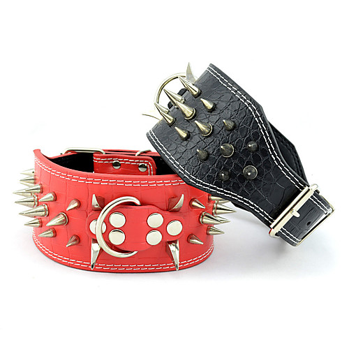 Dog Collar Adjustable / Retractable Studded Rivet Solid Colored Genuine Leather Red Black
Dog Collar Adjustable / Retractable Studded Rivet Solid Colored Genuine Leather Red Black