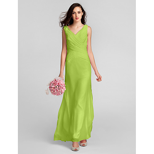 Sheath / Column V Neck Floor Length Chiffon Bridesmaid Dress with Criss Cross
Sheath / Column V Neck Floor Length Chiffon Bridesmaid Dress with Criss Cross