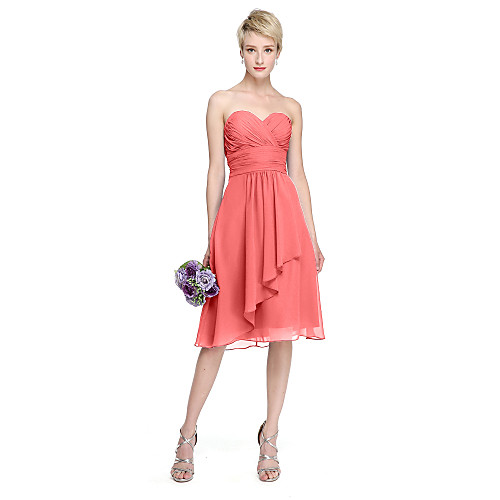 A-Line Sweetheart Neckline Knee Length Chiffon Bridesmaid Dress with Criss Cross / Ruched / Draping / Open Back
A-Line Sweetheart Neckline Knee Length Chiffon Bridesmaid Dress with Criss Cross / Ruched / Draping / Open Back