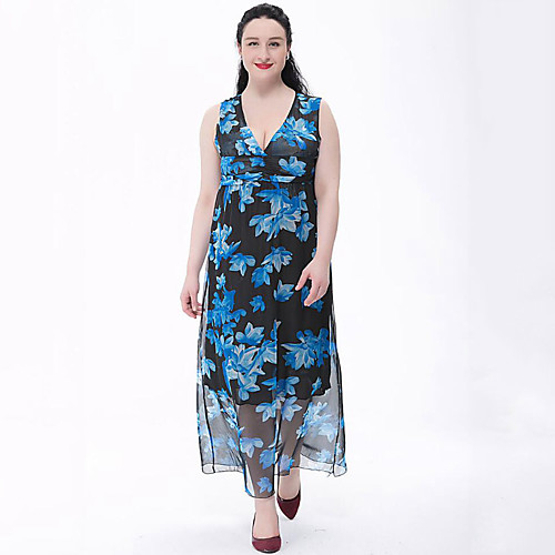 Women's Chiffon Dress Maxi long Dress Blue Sleeveless Pleated Print Summer Deep V Boho L XL XXL 3XL 4XL 5XL / Plus Size / Plus Size
Women's Chiffon Dress Maxi long Dress Blue Sleeveless Pleated Print Summer Deep V Boho L XL XXL 3XL 4XL 5XL / Plus Size / Plus Size