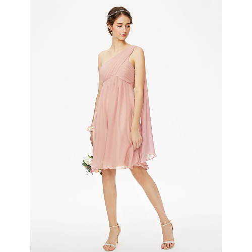 A-Line One Shoulder Knee Length Chiffon Bridesmaid Dress with Criss Cross / Pleats / Ruched / Open Back
A-Line One Shoulder Knee Length Chiffon Bridesmaid Dress with Criss Cross / Pleats / Ruched / Open Back