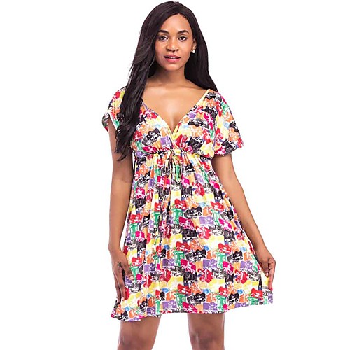 Women's A Line Dress Short Mini Dress White Black Red Short Sleeve Print Summer V Neck Streetwear M L XL XXL 3XL 4XL / Plus Size
Women's A Line Dress Short Mini Dress White Black Red Short Sleeve Print Summer V Neck Streetwear M L XL XXL 3XL 4XL / Plus Size