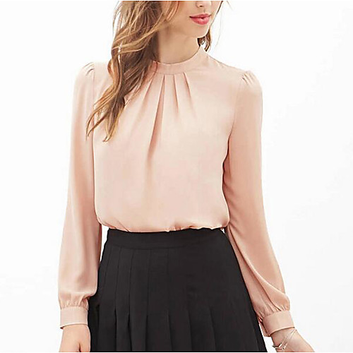 Women's Blouse Solid Colored Pleated Long Sleeve Daily Tops Black Blushing Pink
Women's Blouse Solid Colored Pleated Long Sleeve Daily Tops Black Blushing Pink