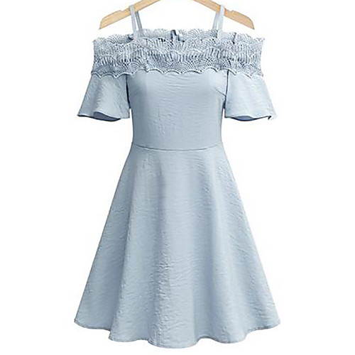 Women's Strap Dress Short Mini Dress Black Blue Blushing Pink Short Sleeve Solid Colored Lace Summer Cotton Off Shoulder L XL XXL 3XL 4XL / Plus Size
Women's Strap Dress Short Mini Dress Black Blue Blushing Pink Short Sleeve Solid Colored Lace Summer Cotton Off Shoulder L XL XXL 3XL 4XL / Plus Size