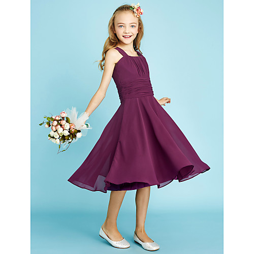 A-Line Straps Knee Length Chiffon Junior Bridesmaid Dress with Sash / Ribbon / Ruched / Draping / Natural
A-Line Straps Knee Length Chiffon Junior Bridesmaid Dress with Sash / Ribbon / Ruched / Draping / Natural
