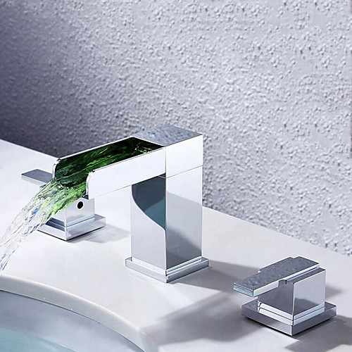 2 Colors LED Bathroom Sink Faucet - Waterfall Chrome Widespread Two Handles Three HolesBath Taps / Brass
2 Colors LED Bathroom Sink Faucet - Waterfall Chrome Widespread Two Handles Three HolesBath Taps / Brass