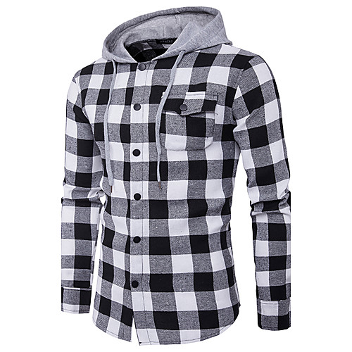Men's Plaid Print Shirt Street chic Daily Hooded Black / Red / Long Sleeve
Men's Plaid Print Shirt Street chic Daily Hooded Black / Red / Long Sleeve
