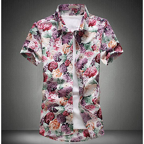 Men's Shirt Print Solid Colored Floral Short Sleeve Casual / Daily Tops Cotton Simple Purple Khaki Green
Men's Shirt Print Solid Colored Floral Short Sleeve Casual / Daily Tops Cotton Simple Purple Khaki Green